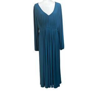 June + Vie teal blue knit maxidress, minimalist, travel, feminine, day to night